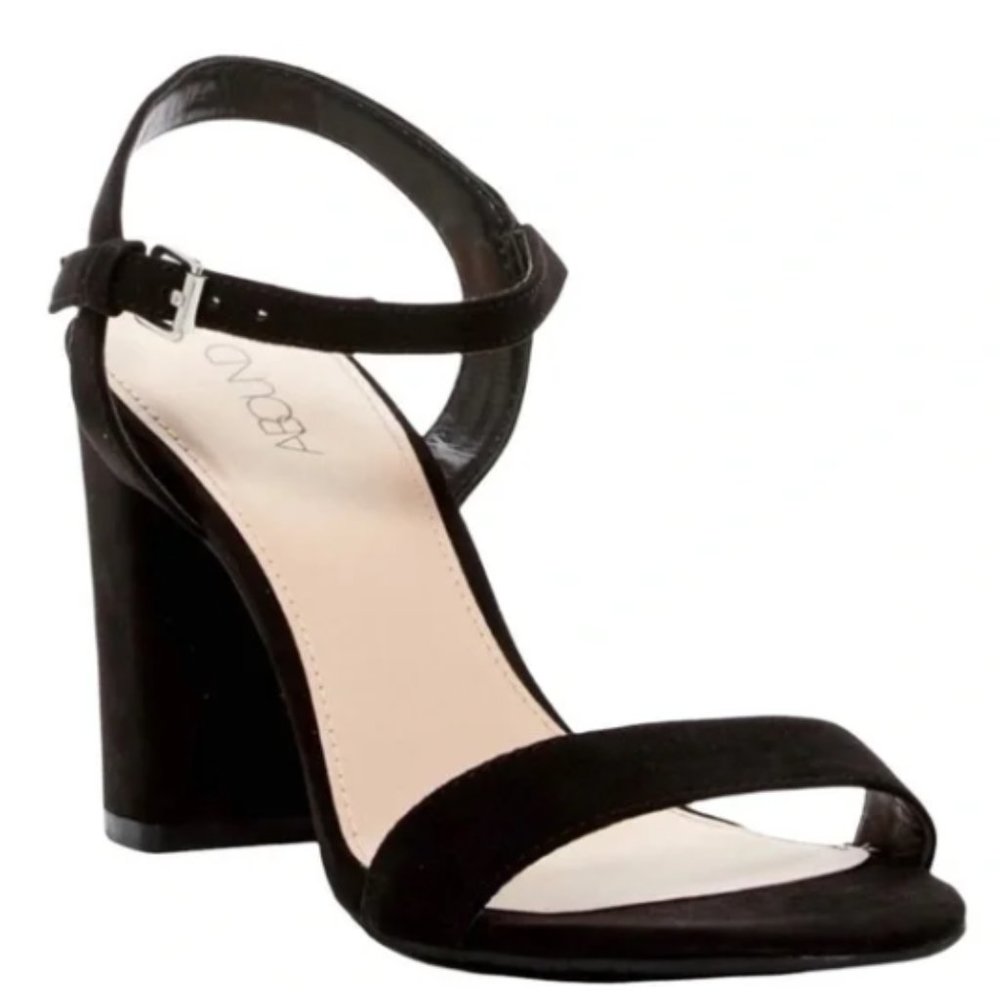 Abound Black Block Heel Sandals Size 9 Faux Suede